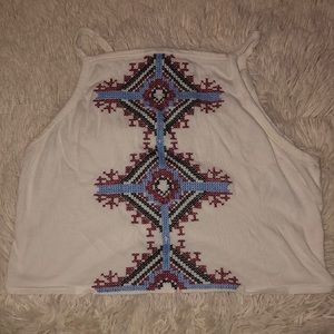 White crop top, Aztec print